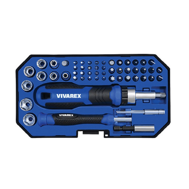 پیچ گوشتی جغجغه ای ساعتی و سری بکس ویوارکس مدل vr5565-sd مجموعه 55 عددی